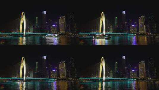 广州珠江边夜景延时高清在线视频素材下载