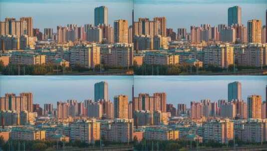 中国辽宁沈阳城市建筑日落延时摄影高清在线视频素材下载