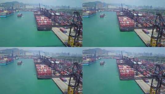带集装箱的工业港口俯视图高清在线视频素材下载