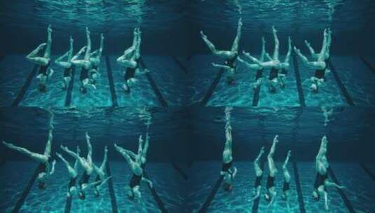 游泳运动员倒立水中的视频高清在线视频素材下载