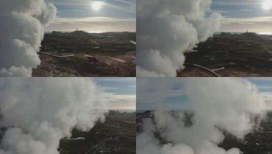 早春冰岛地热泉航拍高清在线视频素材下载
