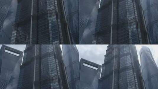 上海浦东标志性高层建筑上摇镜头高清在线视频素材下载