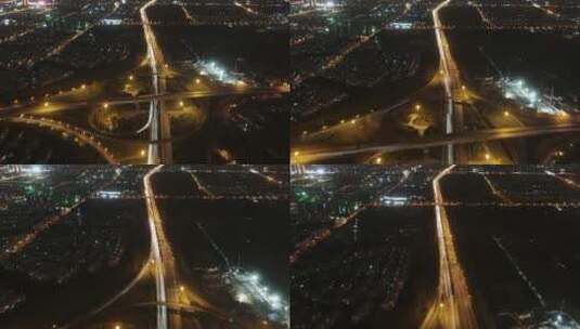 上海高架桥车流4K航拍高清在线视频素材下载