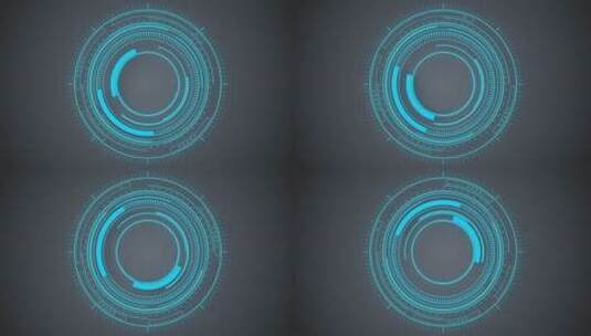 蓝色科技感HUD圆环 3D渲染高清在线视频素材下载