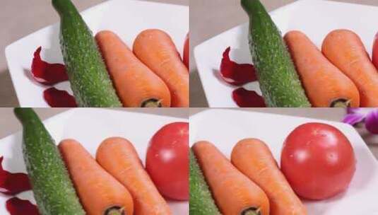 蔬菜时蔬胡萝卜西红柿番茄黄瓜高清在线视频素材下载