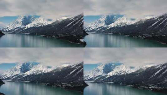 雪山湖泊航拍高清在线视频素材下载