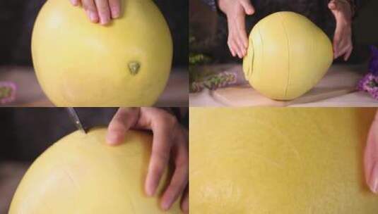 【镜头合集】清洗柚子表皮剥柚子皮高清在线视频素材下载