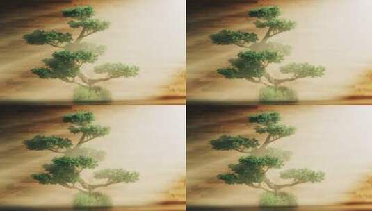 松树动态中国画背景高清在线视频素材下载