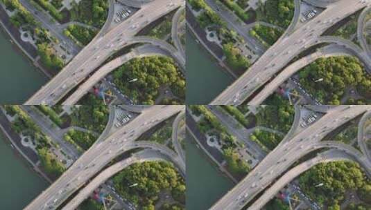 航拍衡阳湘江公铁大桥衡州大道立交桥高清在线视频素材下载