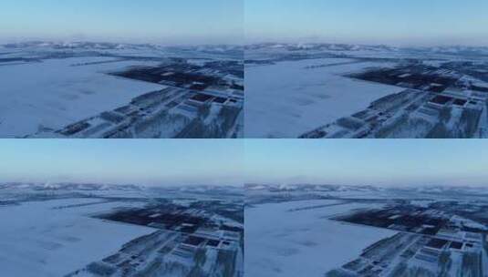 航拍内蒙古牙克石市冬季雪原雪野风光高清在线视频素材下载