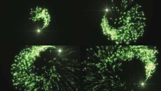 绿色魔法粒子飞舞旋转变形拖尾小光线高清在线视频素材下载
