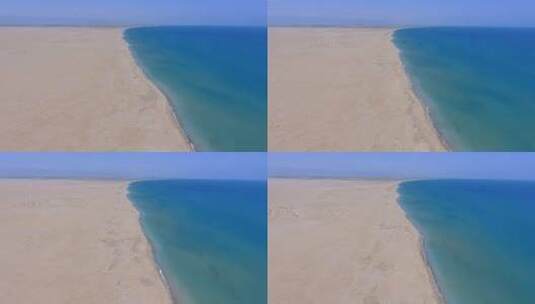 从空中俯瞰巨大的海滩和蓝色的海洋高清在线视频素材下载