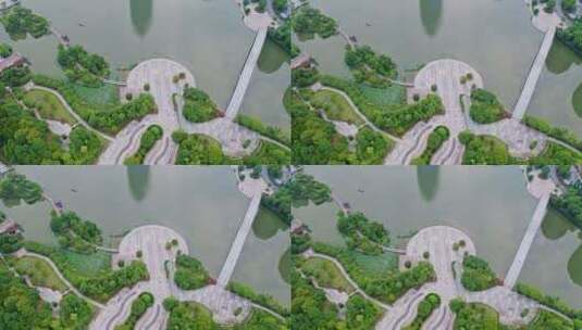 绍兴梅龙湖公园,城市现代化发展建设高清在线视频素材下载