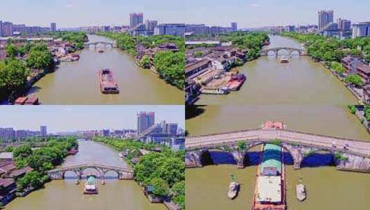 京杭大运河杭州拱宸桥高清在线视频素材下载