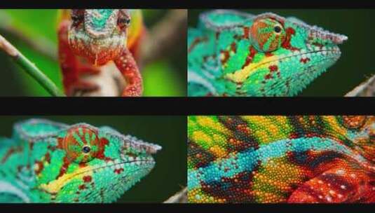 五彩的蜥蜴鲜艳的变色龙高清在线视频素材下载