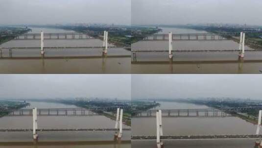 城市航拍湖南湘潭湘江三桥航拍高清在线视频素材下载