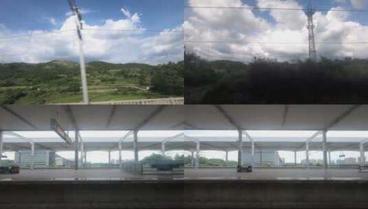 火车窗外沿途风景高清在线视频素材下载