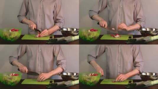 1人切萝卜做沙拉高清在线视频素材下载
