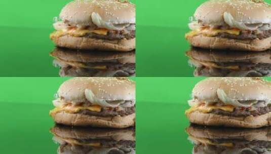 色度背景上的汉堡高清在线视频素材下载