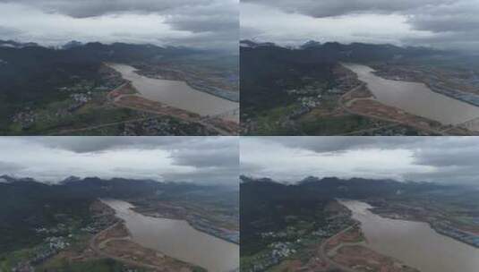 4K广西桂平大藤峡水利发电枢纽航拍高清在线视频素材下载