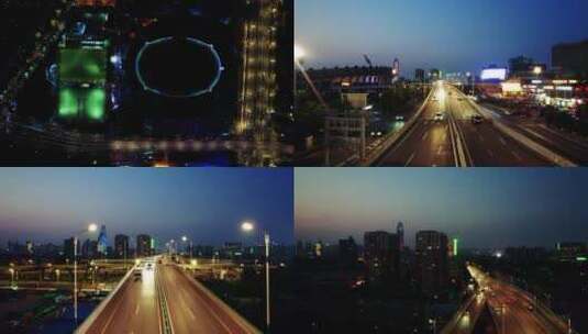 城市道路夜景俯拍004高清在线视频素材下载