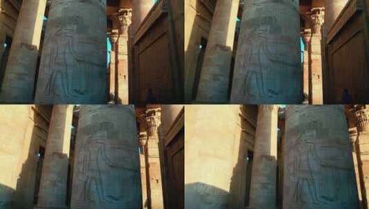 考蒙博神庙的石柱大厅高清在线视频素材下载