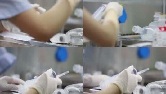 医院护士配置病人输液药品特写打针高清在线视频素材下载
