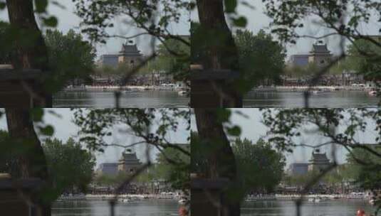 北京什刹海钟楼鼓楼历史遗迹高清在线视频素材下载