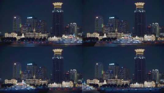 上海黄浦江·外滩繁华夜景·4K高清在线视频素材下载