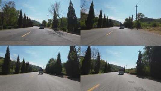 实拍开车自己行驶在公路上  开车第一视角高清在线视频素材下载