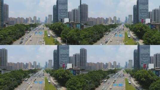 武汉光谷现代城市有轨电车航拍高清在线视频素材下载