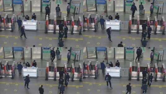 上海虹桥高铁站人群进站安检高清在线视频素材下载