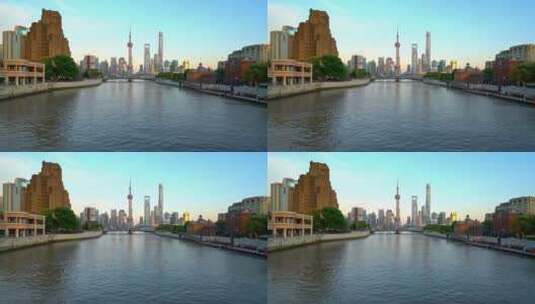4K上海陆家嘴外白渡桥日落实时视频高清在线视频素材下载