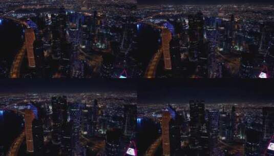 金融城市夜景航拍高清在线视频素材下载