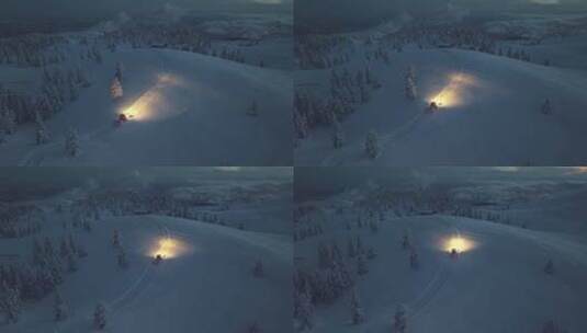 夜晚的雪地车高清在线视频素材下载