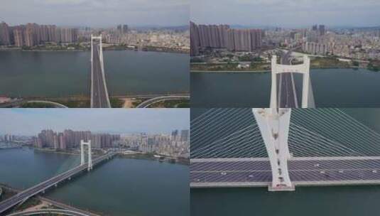 航拍广东潮州大桥景观合集高清在线视频素材下载