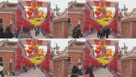梧林传统村落春节元宵节街道灯笼花灯高清在线视频素材下载
