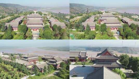 渭南潼关古城娲皇宫景区航拍高清在线视频素材下载