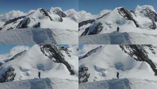 登山成功登顶 团队合作 攀登高峰高清在线视频素材下载