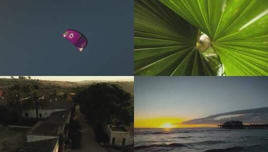 4K航拍国外海边玩滑翔伞度假旅游美好生活高清在线视频素材下载