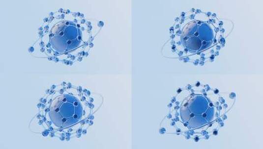 蓝色玻璃材质分子结构3D渲染高清在线视频素材下载