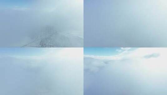 新疆吉木乃石头村航拍穿云高清在线视频素材下载