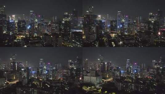 4K深圳南山区科技园建筑群夜景航拍高清在线视频素材下载