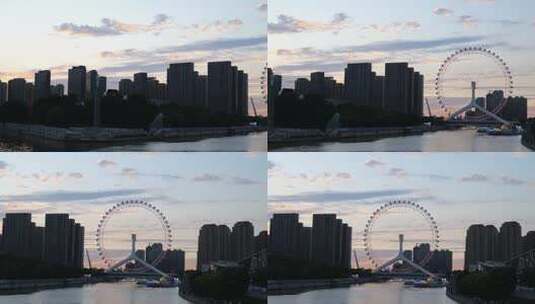天津 天津之眼夜景实拍4k高清在线视频素材下载