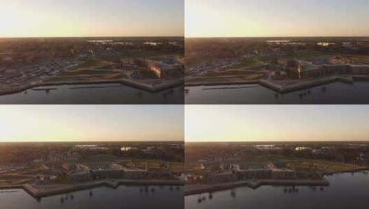 空中无人机视频St Augustine Castillo De San Marcos4k高清在线视频素材下载