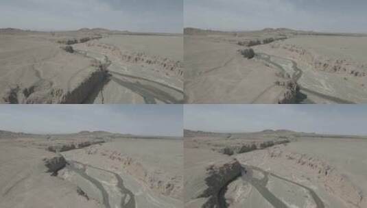 航拍飞越峡谷沙漠溪流高清在线视频素材下载