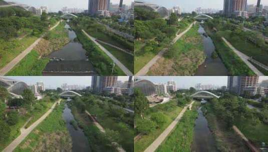 深圳南山区大沙河生态长廊高清在线视频素材下载