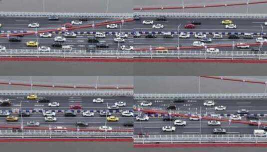 重庆晚高峰桥梁堵车航拍高清在线视频素材下载