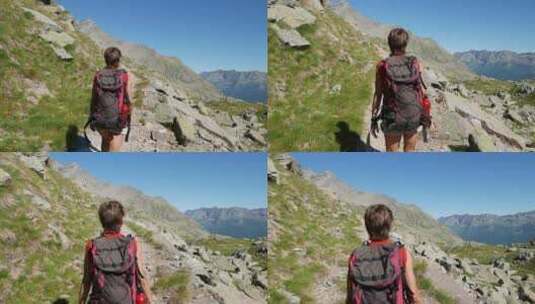 一个人徒步登山旅行高清在线视频素材下载
