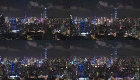 4K上海陆家嘴楼群夜景航拍高清在线视频素材下载